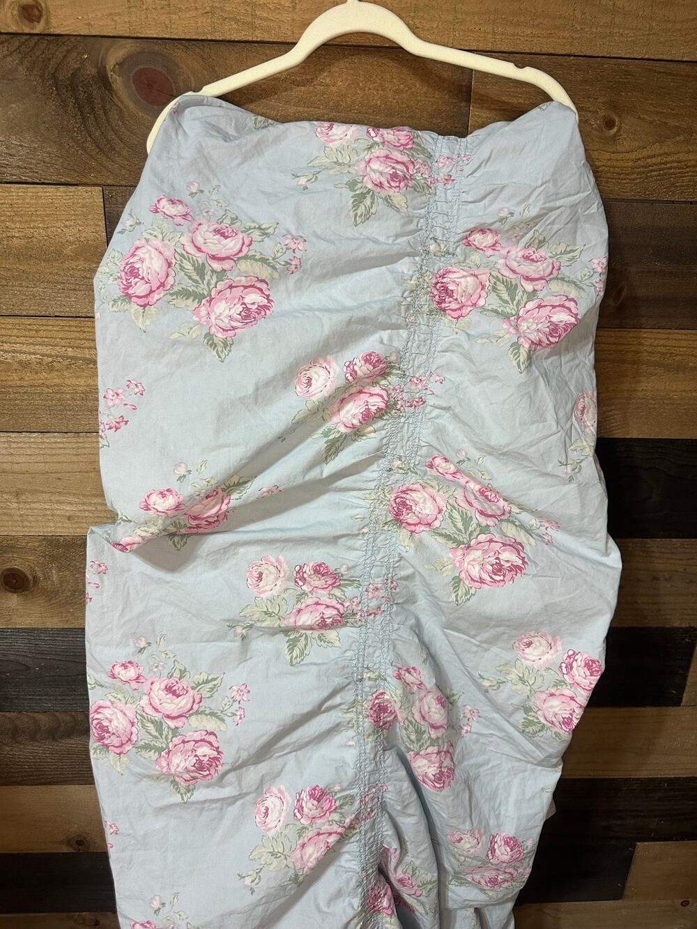 Rachel Ashwell Simply Shabby Chic Blue Pink Cabbage Rose Duvet Set Full Queen